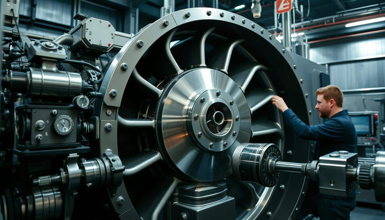 Industrial Turbine On Balancing Machine