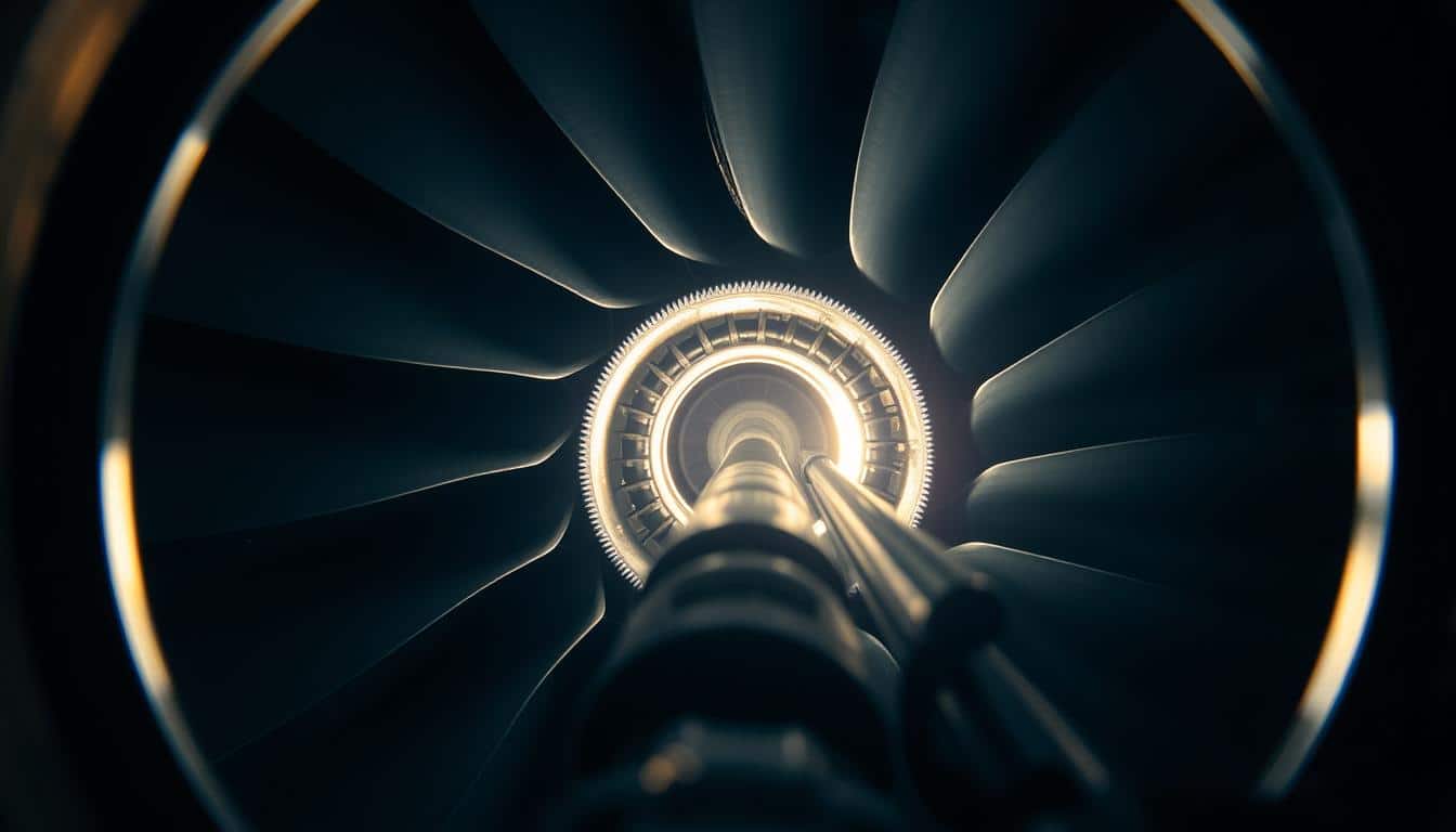 Close Up View Of A Turbine Blade Undergoing A Borescope Inspection