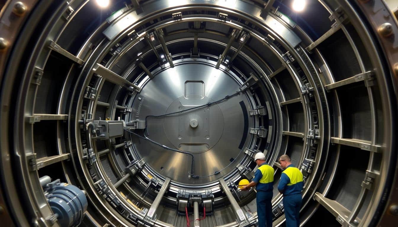 Steam Turbine Casing Undergoing Inspection
