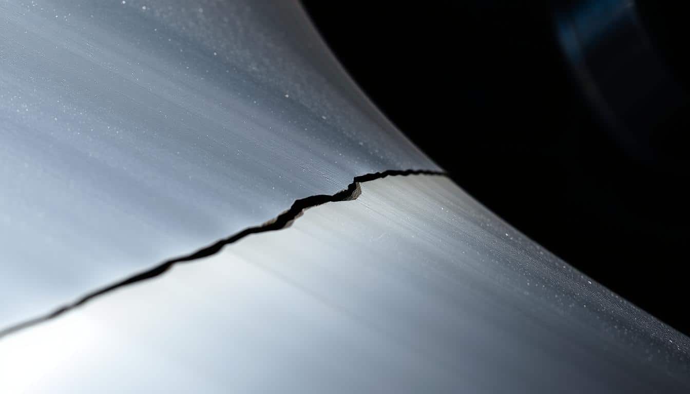 Detailed Close Up View Of Turbine Blade Crack