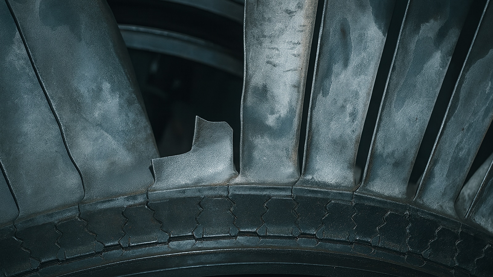 Cracked Turbine Blade From Blade Creep